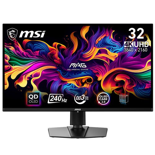 MSI MAG 321URX 32 Inch QD-OLED UHD (3840x2160) 240Hz 0.03ms AMD FreeSync Premium Pro Compatible Frameless Gaming Monitor ( 3 YEARS WARRANTY )